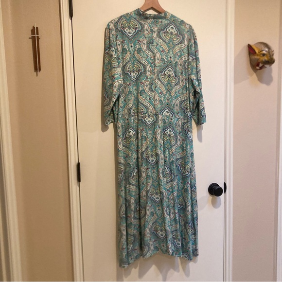 Soft Surroundings Aziza Midi Dress | 1X | Rayon Paisley Turquoise | 16W BohoChic - Picture 7 of 12